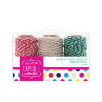 Papermania Bright Spots and Stripes Twine 20 m 3 Pack