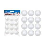 Pack Of 12 - 30mm Diy Chirstmas Baubles - White Foam Balls