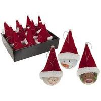 Pack Of 3 x 75mm Christmas Character Baubles With Hat, Santa, Reindeer, Snowman