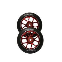 Pair of 100mm Razor Wheels with Abec9 Bearings Red