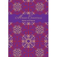 patterned merry christmas personalised traditional christmas card