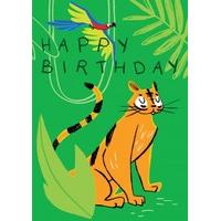 parrot tiger happy birthday card od1095