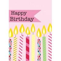 pattern candles pink happy birthday card cg1152