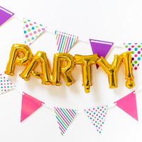 party gold foil phrase balloon