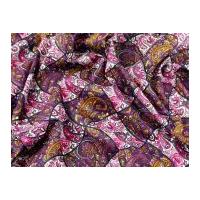 Paisley Wavy Squares Print Cotton Poplin Fabric Purple Pink