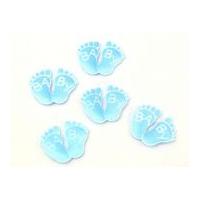 Padded Motif Applique Shapes Baby Feet 30mm Blue