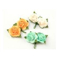 Paper Flower Roses on Wire Stems Vintage