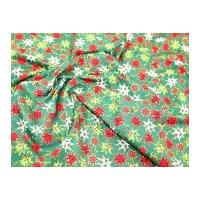 Patterned Stars Print Christmas Cotton Fabric Green