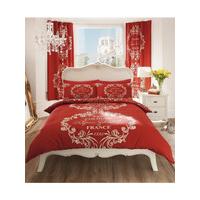paris eau de cologne script single duvet cover and pillowcase set red