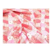 Patchwork Print Polycotton Dress Fabric Pink