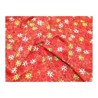Patterned Stars Print Christmas Cotton Fabric Red