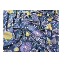 Patterned Spots Print Polyester Crepe Dress Fabric Blue