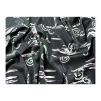 Patterned Print Polyester Microfibre Dress Fabric Black