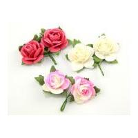 Paper Flower Roses on Wire Stems Pink Multi
