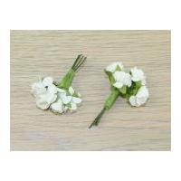 Papercellar Paper Roses on Stems White