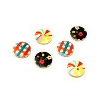 Painted Wooden Buttons Multicoloured