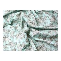 Pastel Floral Print Cotton Poplin Dress Fabric Mint Green
