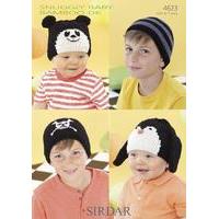 panda penguin crossbones and striped hats in sirdar snuggly baby bambo ...