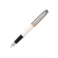 parker sonnet metal cap pearl white barrel pink gold and chrome trim f ...