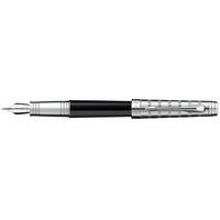 Parker Premier Custom Black Lacquer Silver Plated Cap Fountain Pen