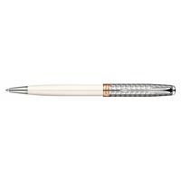 Parker Sonnet Metal Cap Pearl White Barrel With Pink Gold and Chrome Trim Ball Pen