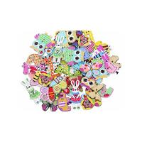Pack of 50 Wooden Animal Buttons - 1 or 2
