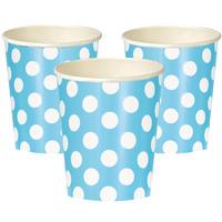 Pale Blue Polka Paper Party Cups