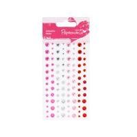 papermania pink and red adhesive gems 104 pack