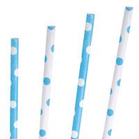 Pale Blue Polka Party Paper Straws