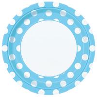Pale Blue Polka 9in Paper Party Plates