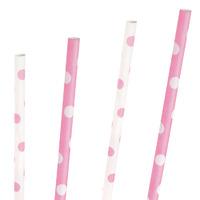 Pale Pink Polka Party Paper Straws
