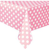 Pale Pink Polka Plastic Table Cover