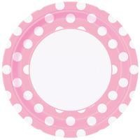 Pale Pink Polka 9in Paper Party Plates
