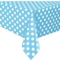Pale Blue Polka Plastic Table Cover