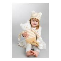 patons easy knitting kit beige toy bear hat to match