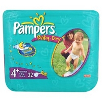 Pampers® Baby-Dry 4+ Maxi Plus 9-20kg/20-44lbs x 24