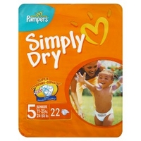 Pampers Simply Dry 5 Junior 11-25kg/24-55lbs 22 Nappies