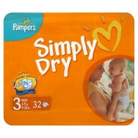 Pampers Simply Dry 3 Midi 4-9kg/9-20lbs 30 Nappies