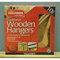 Pack of 10 Traditional Wooden Hangers by Kingfisher