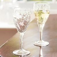 Pair of Fuchsia Crystal Wine Glasses