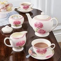 pair of chrysanthemum teacups and saucers