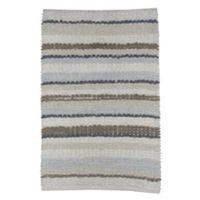 Padstow Grey Chenille Striped Cotton Anti-Slip Backing Bath Mat (L)80cm (W)500mm