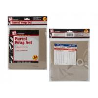 parcel wrap set with three 75x 90cm paper sheets labels tape