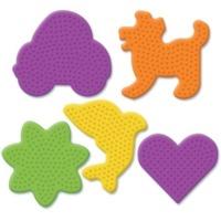 Pack Of 5 Car, Dog, Dolphin, Heart & Star Perler Bead Pegboards