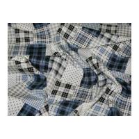 Patchwork Print Cotton Poplin Fabric Denim Blue