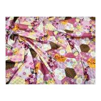 Patchwork Print Cotton Poplin Fabric Pink