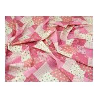 Patchwork Print Cotton Poplin Fabric Pink