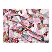 Patchwork Print Cotton Poplin Fabric Pink