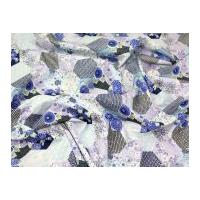 Patchwork Print Cotton Poplin Fabric Blue