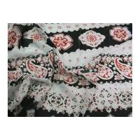 Patterned Chiffon Dress Fabric Black, White & Red